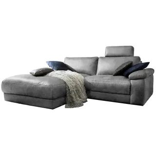 Ecksofa Lola Leder Recamiere links grau