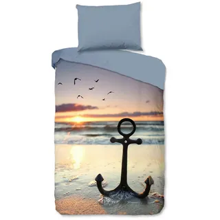 Wendebettwäsche , Multicolor , Textil , Strand , 140x200 cm , Oeko-Tex® Standard 100, BCI (Better Cotton Initiative) , atmungsaktiv , Heimtextilien, Bettwäsche & Leintücher, Bettwäsche, Wendebettwäsche