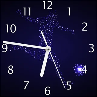 Wallario Design Wanduhr Fußball - ein Spieler aus tausend Sternen in blau aus Echtglas, Größe 20 x 20 cm - Schwarz