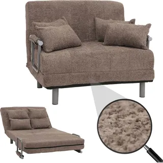 Schlafsessel HWC-K29, Klappsessel Schlafsofa Gästebett, Liegefläche 190x100cm, Stoff Bouclé (500g/m2) hellbraun - Braun