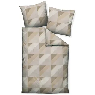 JANINE Mako-Satin Bettwäsche grafisch beige 135 x 200 cm + 80 x 80 cm