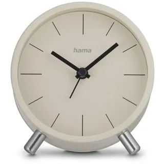 Hama analoger Funkwecker (DCF Funkuhr, ohne Ticken, mit Stunden- und Minutenzeiger, 1 Weckzeit, Schlummerfunktion, Hintergrundbeleuchtung, Elegantes Design, inkl. Batterie) beige