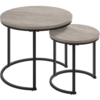 Yaheetech Couchtisch 2er Set Beistelltisch Runder Satztisch Metallgestell Kaffeetisch Wohnzimmertisch Modernes Design Sofatisch Kleiner Tisch, Grau