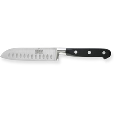 Richardson Sheffield V SABATIER Santoku-Messer, 17,5 cm lange Klinge, gehärteter Klingenstahl, rostfrei, extrem scharf, Profi Messer, Chefmesser, Universalmesser, mit Kullenschliff, Silber/Schwarz