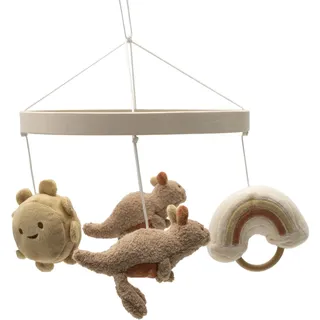 Jollein Mobile Baby – Kangaroots – Holzring mit Stofffiguren – Kängurus, Sonne & Regenbogen – Baby Mobile für Babybett & Laufgitter – Beruhigende Deko – Geschenk zur Geburt
