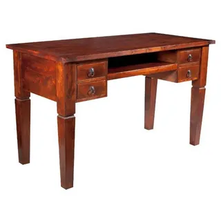 MASSIVMOEBEL24.DE Schreibtisch Akazie 130x60x77 nougat lackiert OXFORD #506 - Dunkelbraun