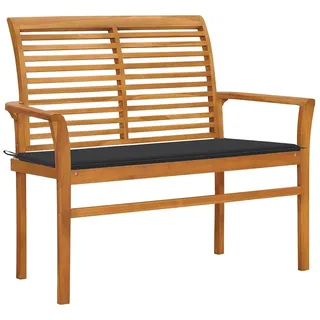 vidaXL Gartenbank mit Anthrazit Auflage 112 cm Massivholz Teak - Grau