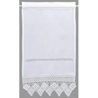 HOSSNER - ART OF HOME DECO Scheibengardine »BALDO« Stangendurchzug 1 Stk. tlg. Häkelspitze - ECHTE Handarbeit, weiß