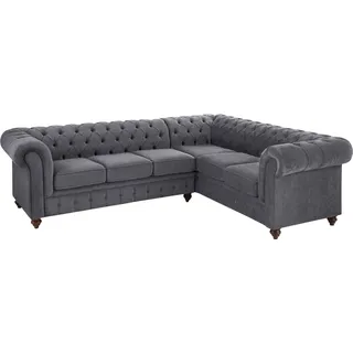 Home Affaire Chesterfield-Sofa »Chesterfield Ecksofa, auch in Leder L-Form«, hochwertige Knopfheftung, langer Schenkel links oder rechts wählbar grau