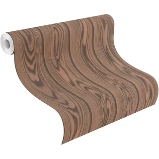 Rasch Tapete 499537 - Vliestapete in Dunkelbraun mit Holzoptik, Eiche, Holz-Maserung, Holz, Leisten, Struktur
