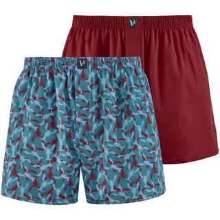 Bruno Banani Herren 2er Pack Boxershorts Cape Lobster Retroshorts, Blau/Rot, M EU