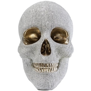 Kare Design Spardose Skull Crystals, Weiß/Gold, Spardose,Totenkopf, Kristall, handgearbeitet, Unikat, 17x14x23 cm (H/B/T)