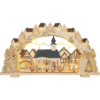 Tietze Erzgebirgsdegn LED Schwibbogen »Advent Figuren beleuchtete Kirche« 70x39x7,5 cm (BxHxT)