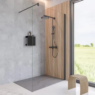 Schulte Alexa Style 2.0 Dusch-Seitenwand rechts 120 x 200 cm schwarz Sicherheitsglas