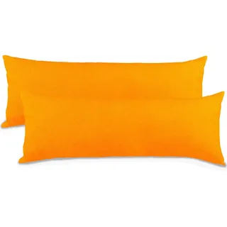 aqua-textil Classic Line Baumwoll Kissenbezug 2er-Set 40 x 145 cm orange Seitenschläferkissen Bezug Kissenhülle. Kopfkissenüberzug. Pillowcase. Bettkissen. Kopfkissenbezug. Reißverschluss