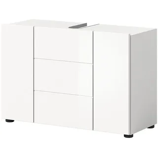 inn.furn Waschbeckenunterschrank weiß Hochglanz Badschrank Breite 80 cm - Weiß