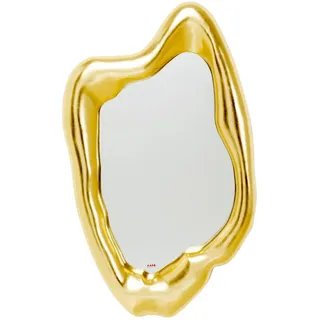 Kare Design Spiegel Hologram Gold, Leichte Wandmontage, Asymmetrischer Wandspiegel, Goldener Rahmen, Dekospiegel für Flur und Wohnzimmer, Glas, 117x68x9cm (H/B/T)