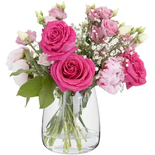 TREND FOR HOME Tulpen Blumenvase Glas vas für Tulpen Vase Rund Durchsichtig Tulpenvase Vas Bauchig Tischvase Glasvasen Durchsichtige Vase Blumenvasen | H: 17 cm | ⌀ 11.9 cm | Zinnia