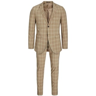 JACK & JONES Men's JPRFRANCO Check Suit SN Anzug, Petrified Oak/Checks:SUPER Slim FIT, 46