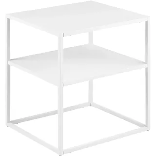 AC Design Furniture Nino Nachttisch mit Ablage, B: 45 x H: 50,5 x T: 40 cm, Weiß, Metall, 1 Stk