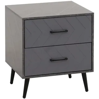 MCW Nachttisch rechteckig Grau , Holz , 48x55x40 cm , Schlafzimmer, Nachtkästchen