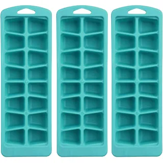 PARENCE.- Set mit 3 Eiswürfelboxen aus Polypropylen - 16 Fächer pro Tablett (insgesamt 48) / Stapelbar, 3 Stück, 25x8,5x2,5cm - Zufällige Farben
