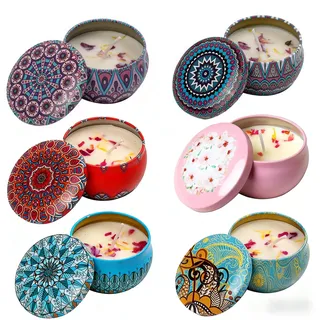 Natürliches Sojawachs Duftkerzen Set 4 Stück - 15h Brenndauer Aromatherapie Geschenkbox mit Grußkarte für Muttertag, Geburtstag & Partys