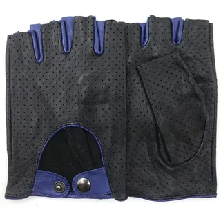 ZLUXURQ Herren-Lederhandschuhe Vollmaschige Fingerlose Halbfinger-Fahrhandschuhe