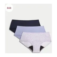 Womens M&S Collection 3pk Heavy Absorbency First Period Low Rise Shorts - Lilac Mix, Lilac Mix - 10