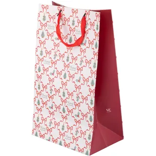 12er Set Geschenktüten 23 x 15 x 39 cm aus Papier mit Stoffgriffen, Weihnachten mit Schleifen
