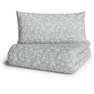MY HOME Bettwäsche »Mariby« 2 tlg. mit feinem Blümchen Design, skandinavisch, romantische Bettwäsche, grau