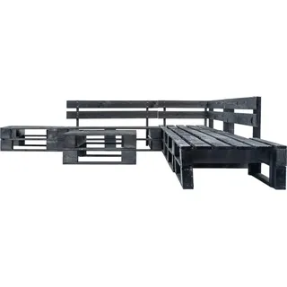 vidaXL 6-tlg. Garten-Paletten-Sofagarnitur Schwarz Holz - Schwarz