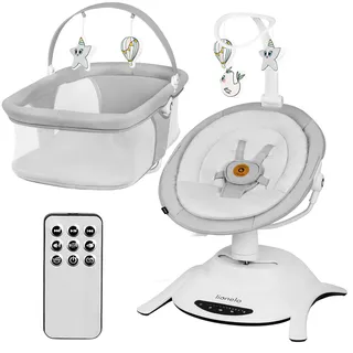 lionelo Bella Set 2-in-1 Elektrische Babywippe mit Babywanne 360o für Babys bis 9 kg, verstellbare Rückenlehne, 5 Schaukelgeschwindigkeiten Anti-Rutsch Sicherheitsgurt