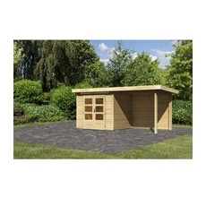 KARIBU Gartenhaus »Kandern 3«, Holz, BxHxT: 445 x 222 x 204 cm (Außenmaße inkl. Dachüberstand) - braun