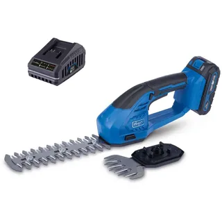 Scheppach 2in1 Akku-Gras- und Strauchschere C-HTGS200-X | 90 mm | 200 mm | 20V IXES | inkl. Strauch-/Grasschnittmesser sowie 2Ah Akku + 2,4A Ladegerät