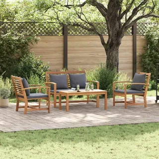 vidaXL Gartensofa-set 4 pcs Natur Massivholz Teak - Braun