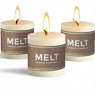 Melt Candle Co. Stumpenkerzen Weiß (3er Set) - Duftneutrale Rustikale Kerzen für Haushalt, Feiern, Deko - Raucharm - 7,5cm Hoch, 7,5cm Durchmesser - Brenndauer 30 Std.