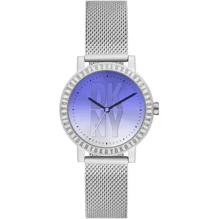 DKNY Soho, QuarzDreizeigerwerk, 28MM Silberfarbenes Legierungsgehäuse mit Edelstahlarmband, NY6646