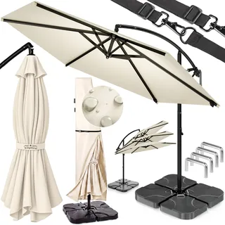 Ampelschirm Creme 350cm Komplettset inkl 4 Gewichte & Schutzhülle