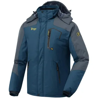 donhobo Skijacke Herren Winterjacke Wasserdicht Atmungsaktiv Softshelljacke | Winddicht Warme Fleece-Futter Funktionsjacke Verdickt Jacke Outdoor Wanderjacke Snowboardjacke mit Abnehmbare Kapuze