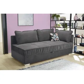 Relaxliege JOCKENHÖFER GRUPPE "Dana, B: 207 cm, Liegefl. 91x202 cm", grau, B:207cm T:98cm, Samt (100% Baumwolle), Sofas, Relaxliege, mit Bettfunktion, Bettkasten & Zierkissen
