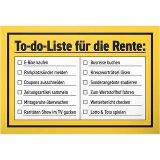DankeDir! To-Do-Liste Rente - 30 x 20 cm Schild - Abschied Pensionierung Verabschiedung Karte Deko Geschenkidee Party - Ruhestand Rentner Geschenk Kollege Renteneintritt Frauen & Männer