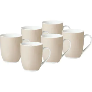 Van Well Kaffeebecherset , Weiß, Taupe , Keramik , 6-teilig , 300 ml , 11x10x8 cm , Geschirr, Tassen, Kaffeebecher