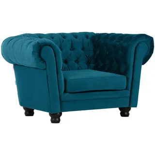 Chesterfield-Sessel , Türkis , Holz, Textil , 130x79x93 cm , Stoffauswahl , Wohnzimmer, Sessel, Chesterfield-Sessel