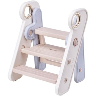 Vevor Tritthocker Kinder 68kg Gewichtskapazität Trittschemel 490x420x600mm Hocker PE Anti-Rutsch-Polster Badhocker 3 auf 2 Stufen Lernturm Klappbar Kinderschemel Trittschemel Kinderhocker Grau