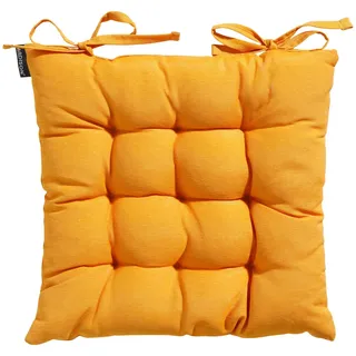 Sitzkissen , Gelb , Textil , Füllung: Schaumstoff , 46x6x46 cm , pflegeleicht, hochwertige Qualität, formstabil, langlebig, mittels Bändern zu befestigen, mittels Gurtband zu befestigen , Heimtextilien, Wohntextilien, Sitzkissen