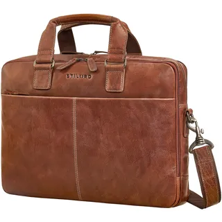 STILORD Oslo Laptoptasche 15.6 | 17 | 18 Zoll Herren Leder Zwei Laptopfächer - Businesstasche mit vielen Fächern - Ledertasche Männer - Echtleder Aktentasche Farbe:Brandy - braun