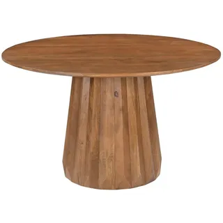 Mid.you Esstisch , Naturfarben , Holz , Mangoholz , massiv , rund , Säule , 130x76x130 cm , Holzmöbel, Holztische, Esstische Holz, Massivholztische