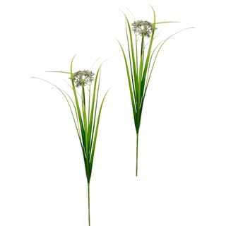 Schafgarbe mit Gras 2er Set Künstliche Blumen Kunstgras Ziergras Kunstpflanzen Feldblume Wilde Kräuter Dekogras Grasbüschel Ziergras Deko Grasarrangement Kunstblume Grünpflanze Schnittlauch