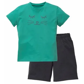 VIVANCE Pyjama 1 Stück, 2 tlg. Schlafanzug mit Cat Print Vivance türkis-anthrazit-meliert